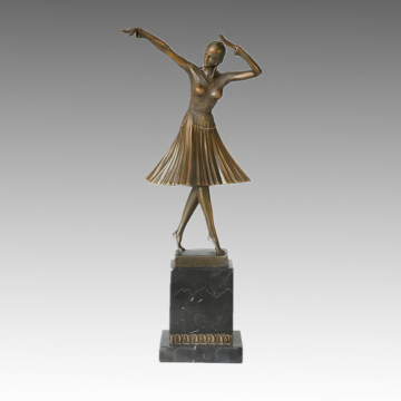 Tänzerin Statue Lady Milo Bronze Skulptur, DH Chiparus TPE-190